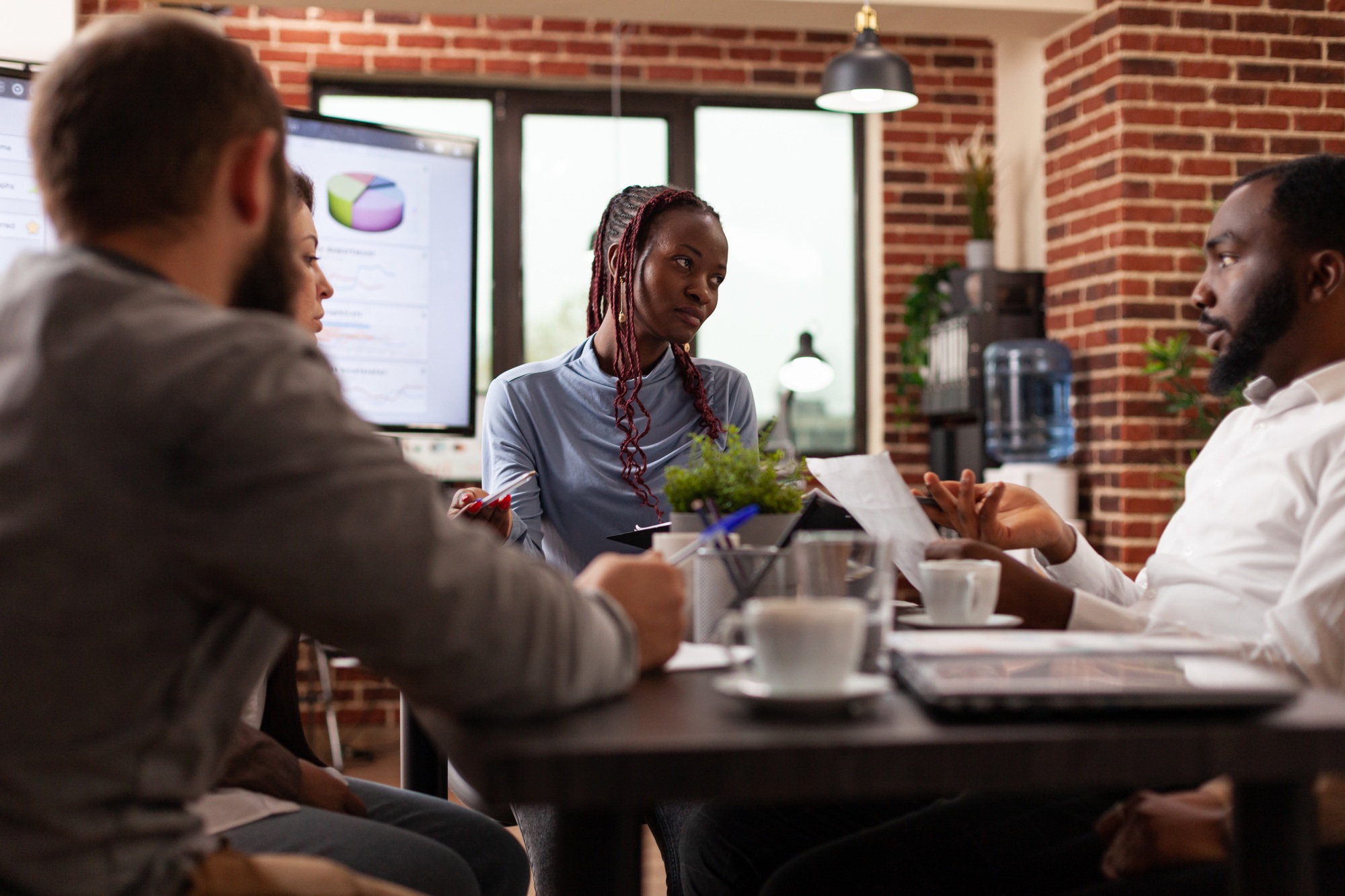 African american manager explaining marketing strategy